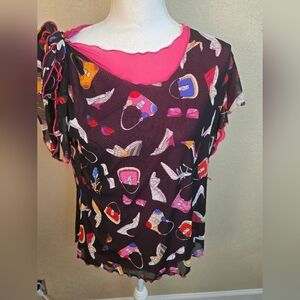 Crush By AG Vintage Shoe Purse Print Mesh Multi Layer Top Medium (6486)